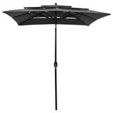 Vidaxl Parasol 3-lags med aluminiumstang 2x2 m anthracit farvet
