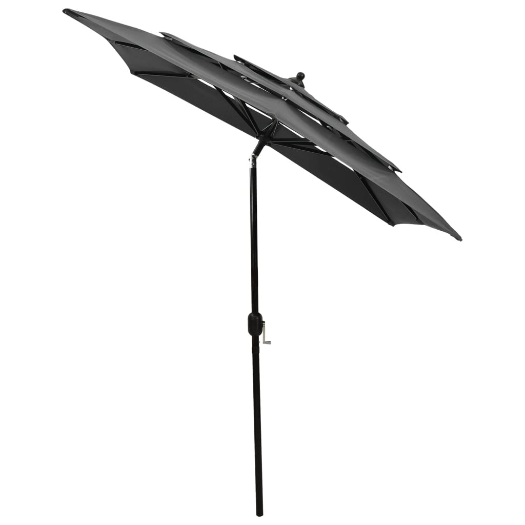 Vidaxl Parasol 3-lags med aluminiumstang 2x2 m anthracit farvet