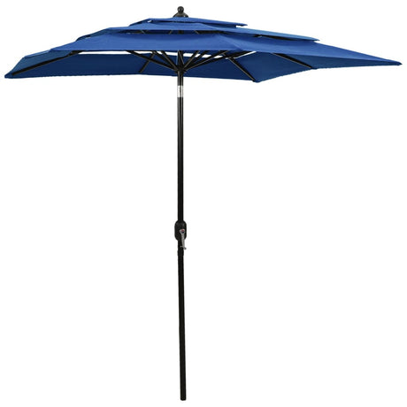 Vidaxl Parasol 3-lags med aluminiumstang 2x2 m azurblå