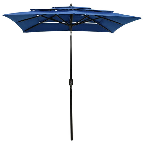 Vidaxl Parasol 3-lags med aluminiumstang 2x2 m azurblå