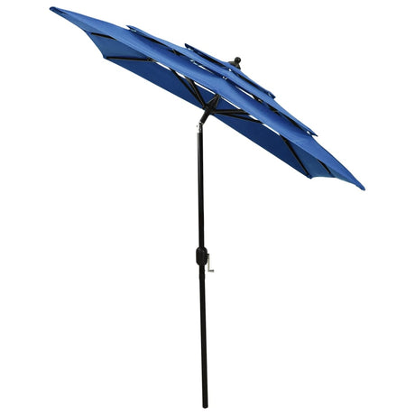 Vidaxl Parasol 3-lags med aluminiumstang 2x2 m azurblå