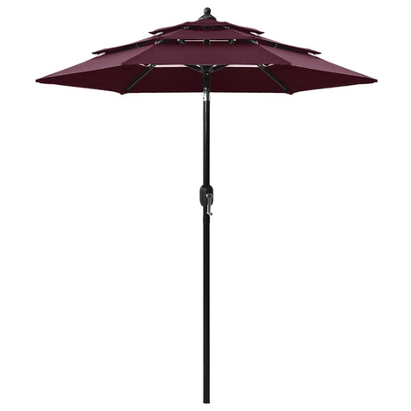 Vidaxl Parasol 3-lags med aluminiumstang 2 m Bordeaux rød