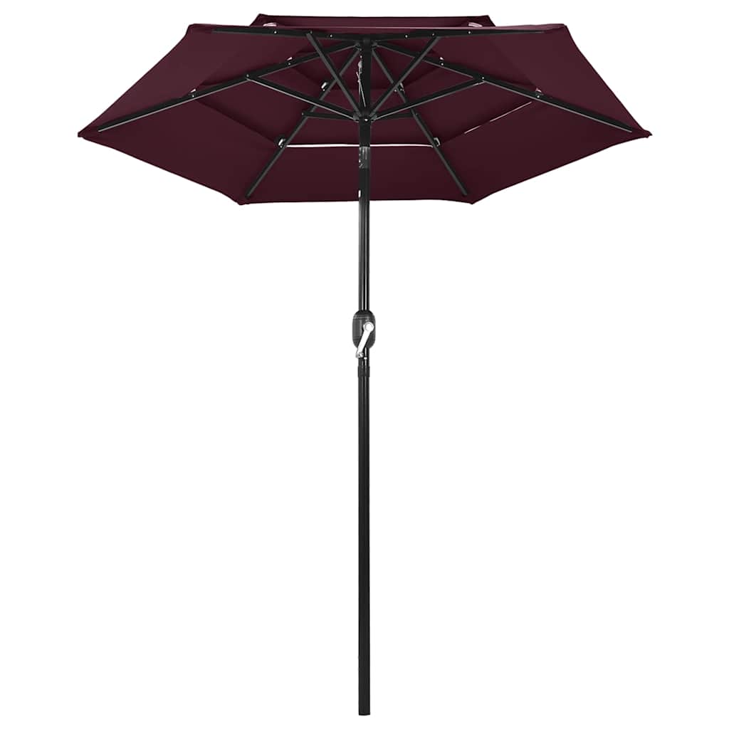 Vidaxl Parasol 3-lags med aluminiumstang 2 m Bordeaux rød