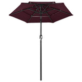 Vidaxl Parasol 3-lags med aluminiumstang 2 m Bordeaux rød