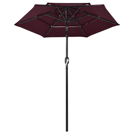 Vidaxl Parasol 3-lags med aluminiumstang 2 m Bordeaux rød