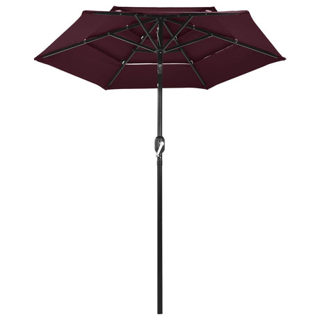 Vidaxl Parasol 3-lags med aluminiumstang 2 m Bordeaux rød