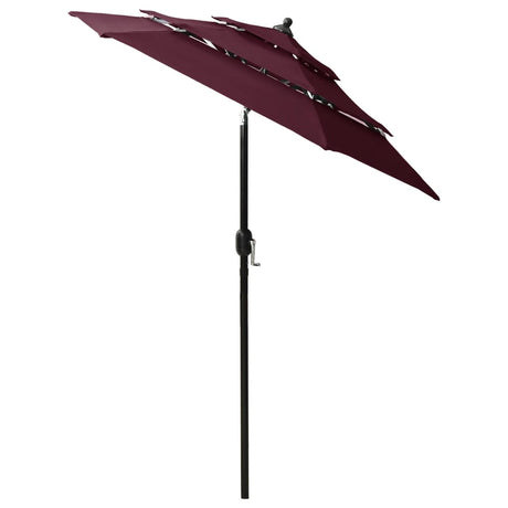 Vidaxl Parasol 3-lags med aluminiumstang 2 m Bordeaux rød