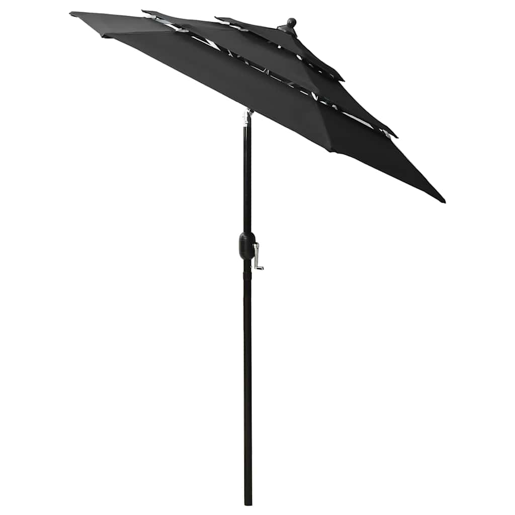 Vidaxl Parasol 3-lags med aluminiumstang 2 m sort