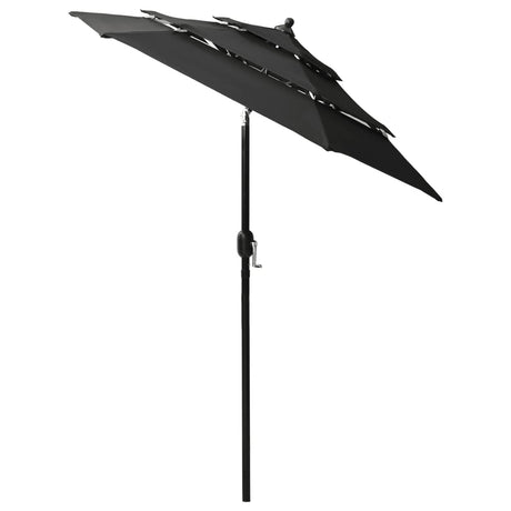 Vidaxl Parasol 3-lags med aluminiumstang 2 m sort
