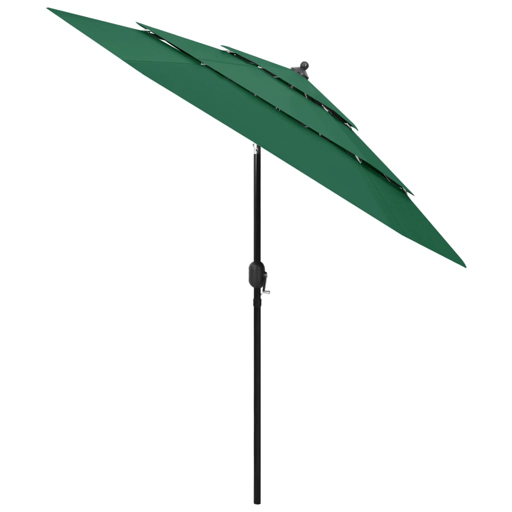 Vidaxl Parasol 3-lags med aluminiumstang 2,5 m grøn