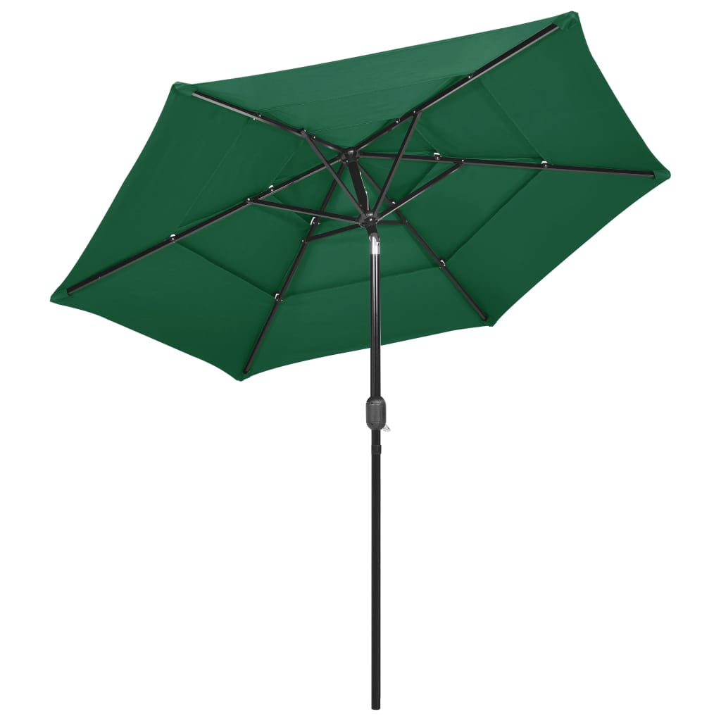 Vidaxl Parasol 3-lags med aluminiumstang 2,5 m grøn