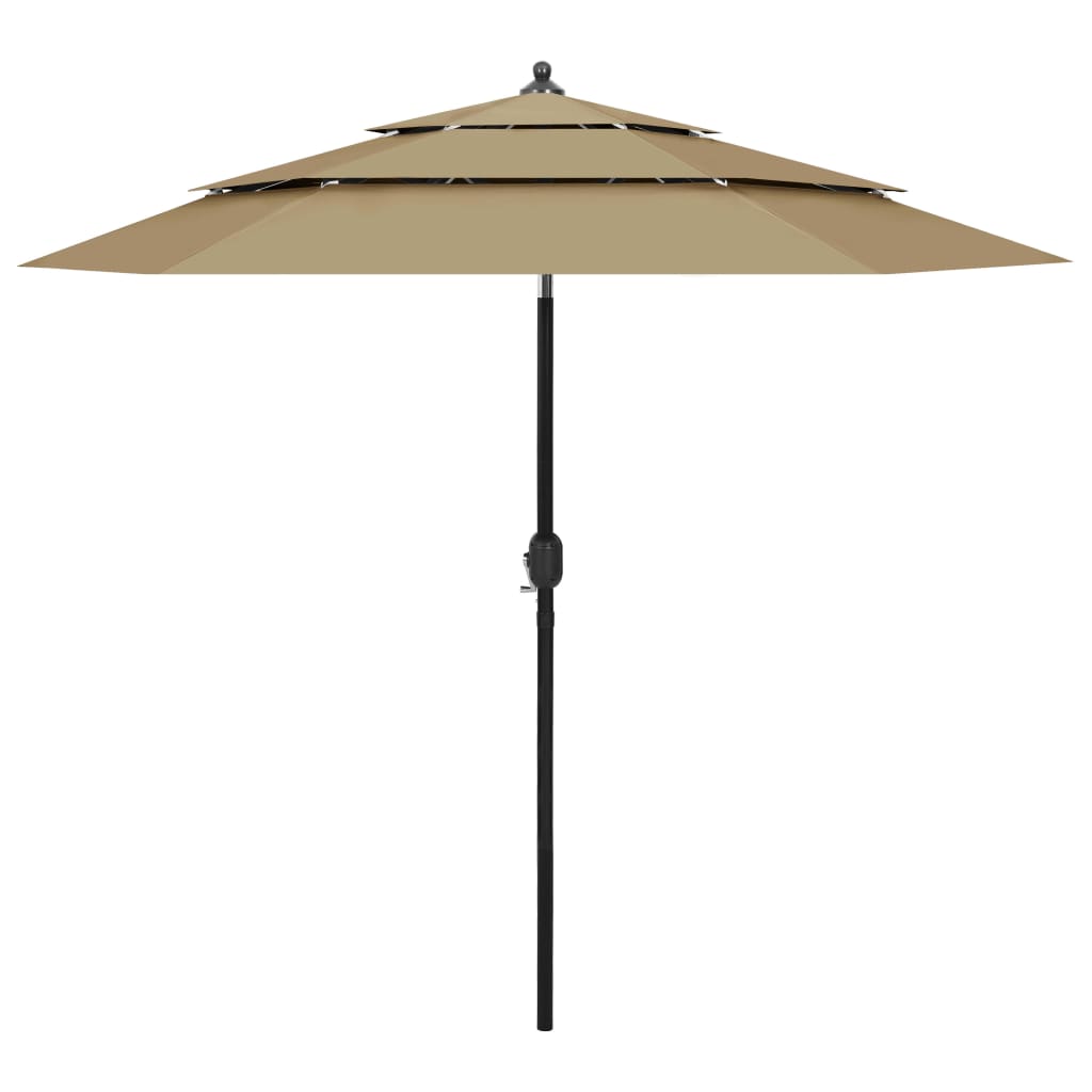 Vidaxl Parasol 3-lags med aluminiumstang 2,5 m taupe