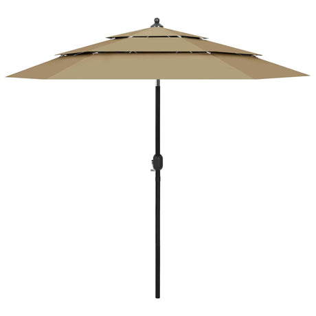 Vidaxl Parasol 3-lags med aluminiumstang 2,5 m taupe