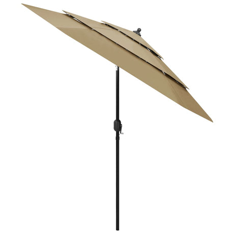 Vidaxl Parasol 3-lags med aluminiumstang 2,5 m taupe