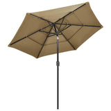 Vidaxl Parasol 3-lags med aluminiumstang 2,5 m taupe