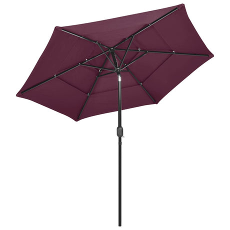 Vidaxl Parasol 3-lags med aluminiumstang 2,5 m Burgundy Red