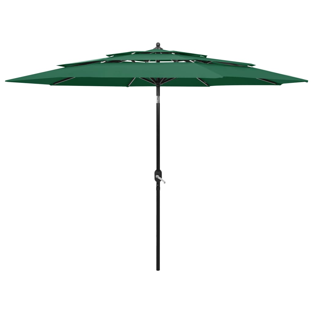 Vidaxl Parasol 3-lags med aluminiumstang 3 m grøn