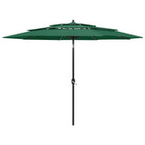 Vidaxl Parasol 3-lags med aluminiumstang 3 m grøn