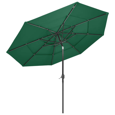 Vidaxl Parasol 3-lags med aluminiumstang 3 m grøn