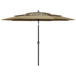 Vidaxl Parasol 3-lags med aluminiumstang 3 m Taupe