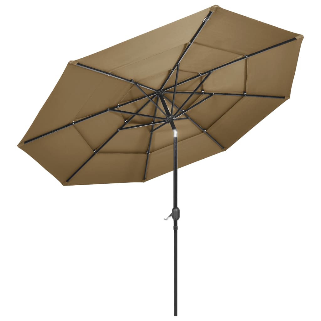 Vidaxl Parasol 3-lags med aluminiumstang 3 m Taupe