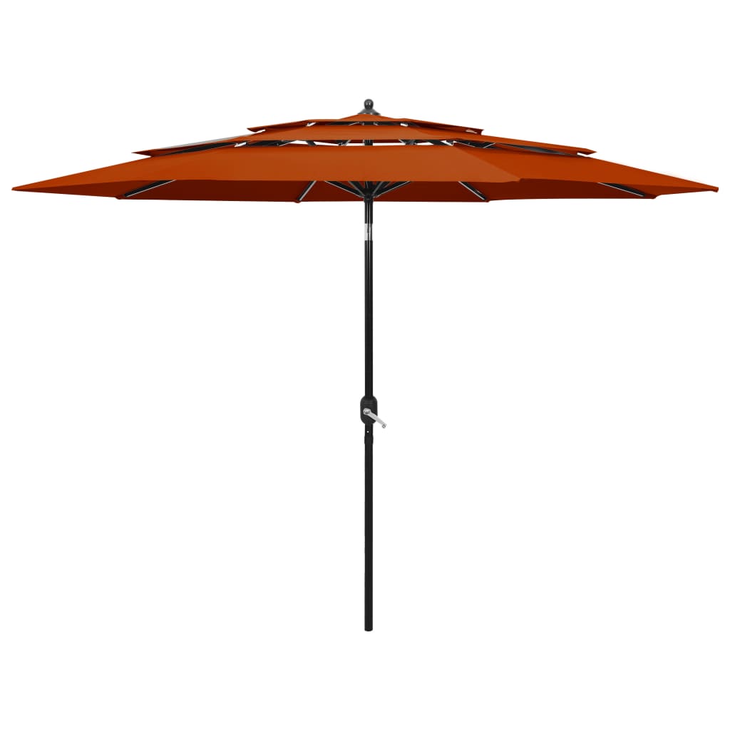 Vidaxl Parasol 3-lags med aluminiumstang 3 m terracotta-farvet