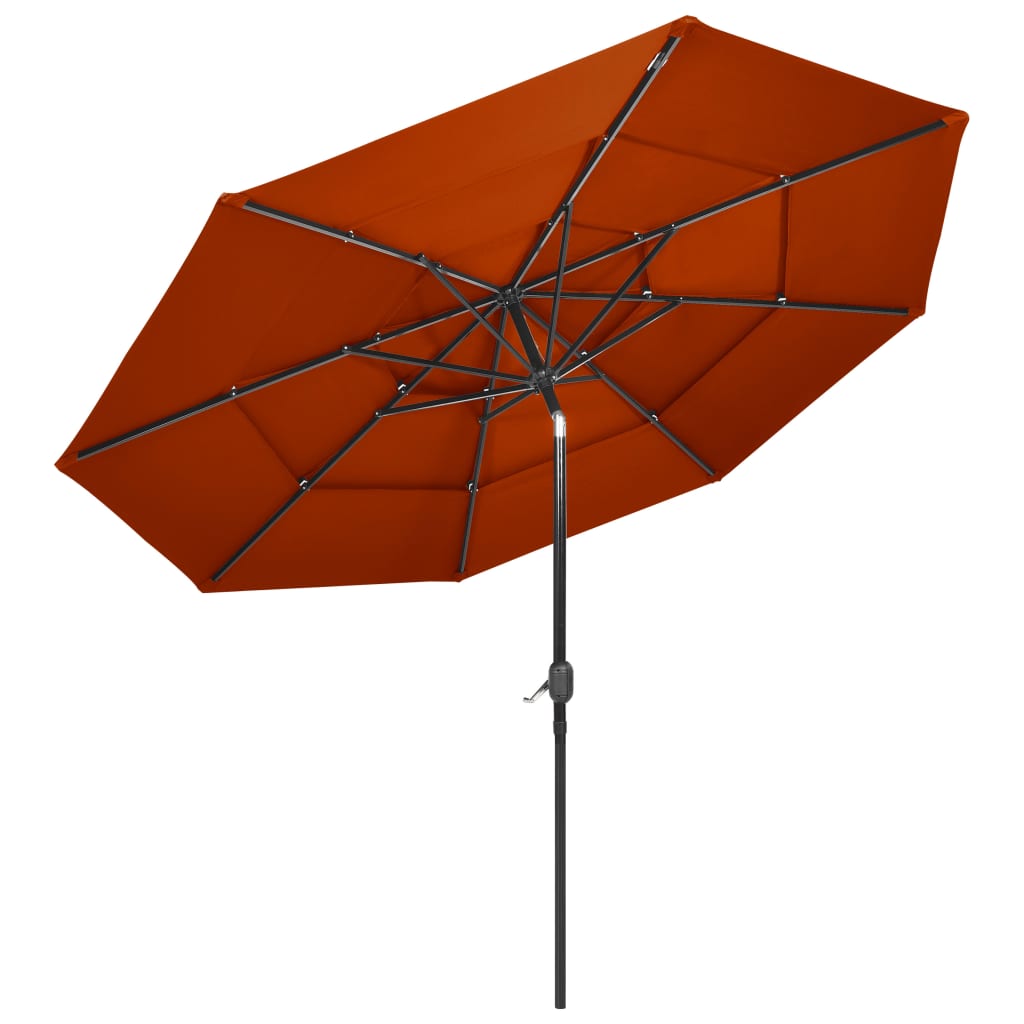 Vidaxl Parasol 3-lags med aluminiumstang 3 m terracotta-farvet