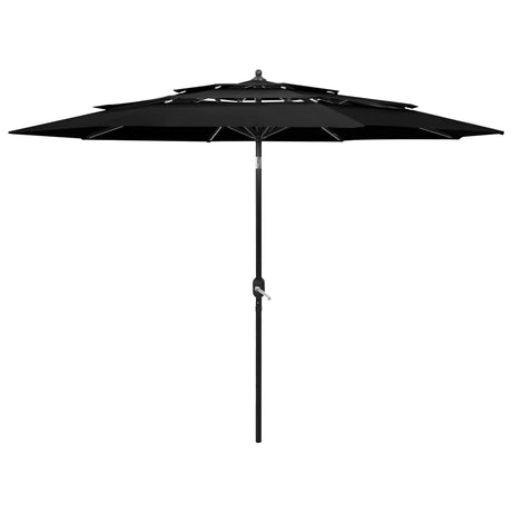 Vidaxl Parasol 3-lags med aluminiumstang 3 m sort