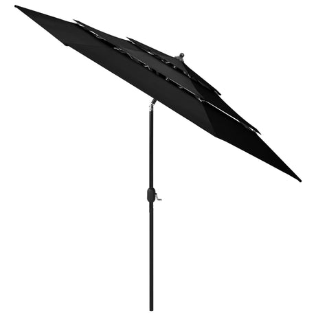 Vidaxl Parasol 3-lags med aluminiumstang 3 m sort