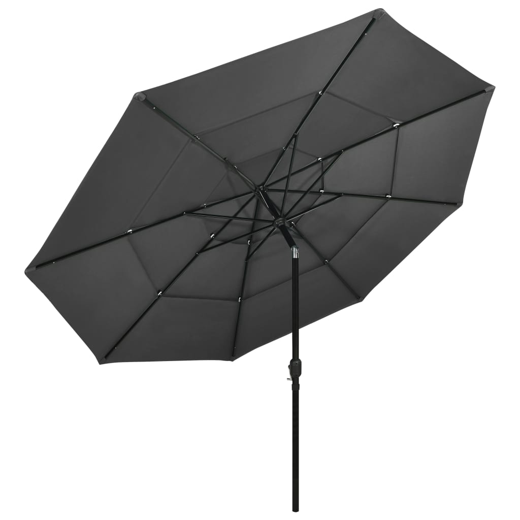 Vidaxl parasol 3-laags met aluminium paal 3,5 m antracietkleurig