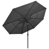 Vidaxl parasol 3-laags met aluminium paal 3,5 m antracietkleurig