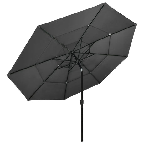 Vidaxl parasol 3-laags met aluminium paal 3,5 m antracietkleurig