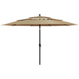 Vidaxl Parasol 3-lags med aluminiumstang 3,5 m taupe
