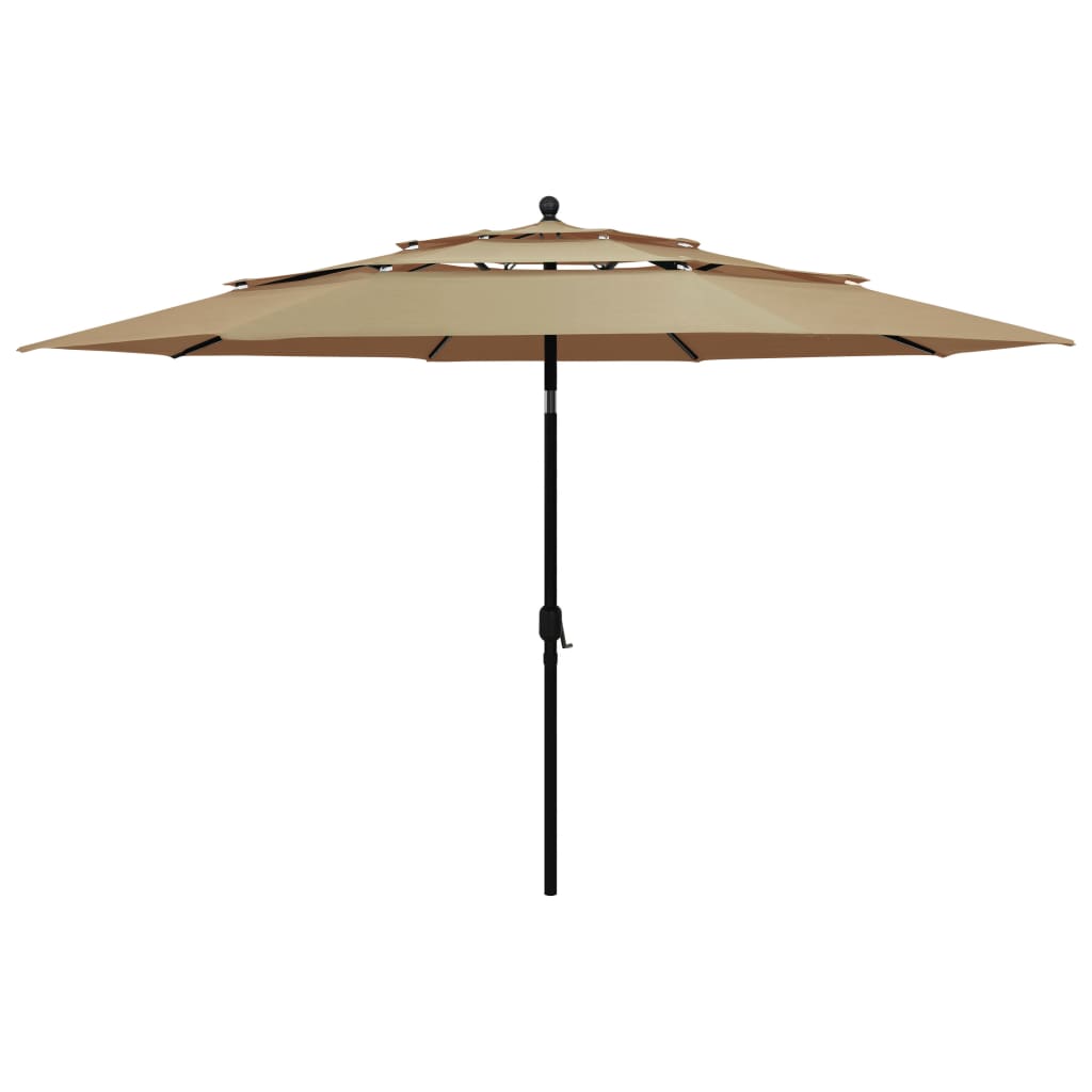 Vidaxl Parasol 3-lags med aluminiumstang 3,5 m taupe