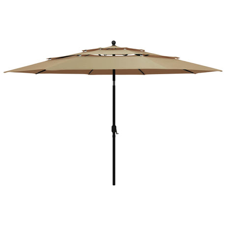 Vidaxl Parasol 3-lags med aluminiumstang 3,5 m taupe