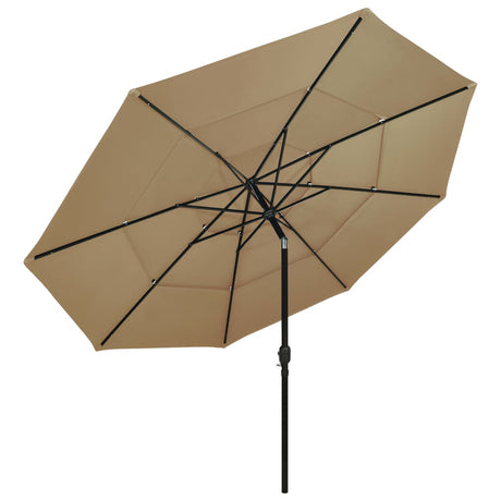 Vidaxl Parasol 3-lags med aluminiumstang 3,5 m taupe