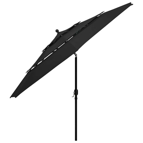 Vidaxl parasol 3-laags met aluminium paal 3,5 m zwart
