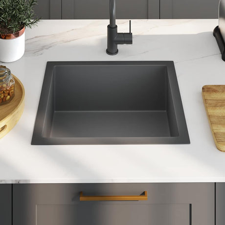 Vidaxl Sink håndlavet rustfrit stål sort