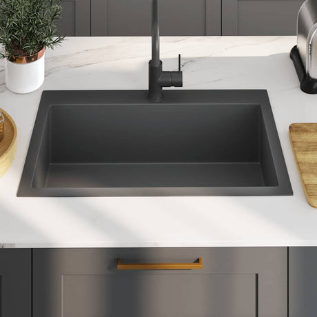 Vidaxl Sink håndlavet rustfrit stål sort