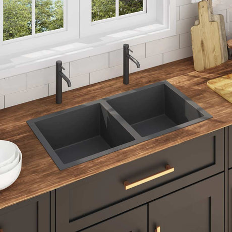 Vidaxl Sink håndlavet rustfrit stål sort