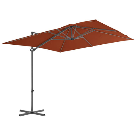 Vidaxl Flydende parasol med stålstang 250x250 cm terracotta -farvet