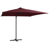 Vidaxl Floating Parasol med LED -belysning 250x250 cm Bordeaux rød