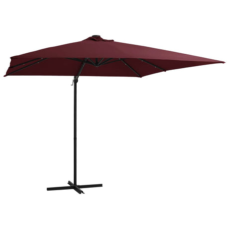 Vidaxl Floating Parasol med LED -belysning 250x250 cm Bordeaux rød