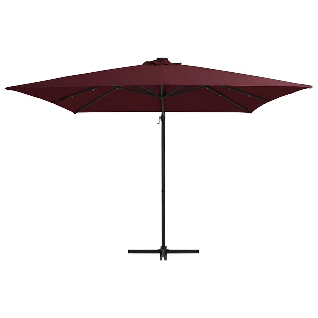 Vidaxl Floating Parasol med LED -belysning 250x250 cm Bordeaux rød