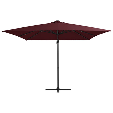 Vidaxl Floating Parasol med LED -belysning 250x250 cm Bordeaux rød