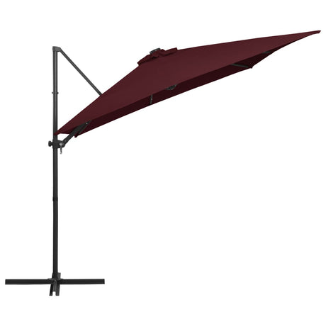 Vidaxl Floating Parasol med LED -belysning 250x250 cm Bordeaux rød