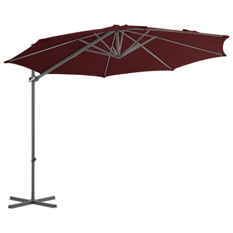 Vidaxl Floating Parasol med stålstang 300 cm Bordeaux rød