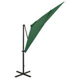 Vidaxl flydende parasol med stang og LED -belysning 250 cm grøn