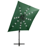 Vidaxl flydende parasol med stang og LED -belysning 250 cm grøn