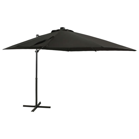 Vidaxl flydende parasol med stang og LED -belysning 250 cm sort